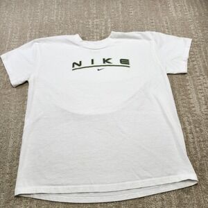 Vintage Nike Shirt Youth Large USA Made White Tag 90s Cotton Tee Spellout Center